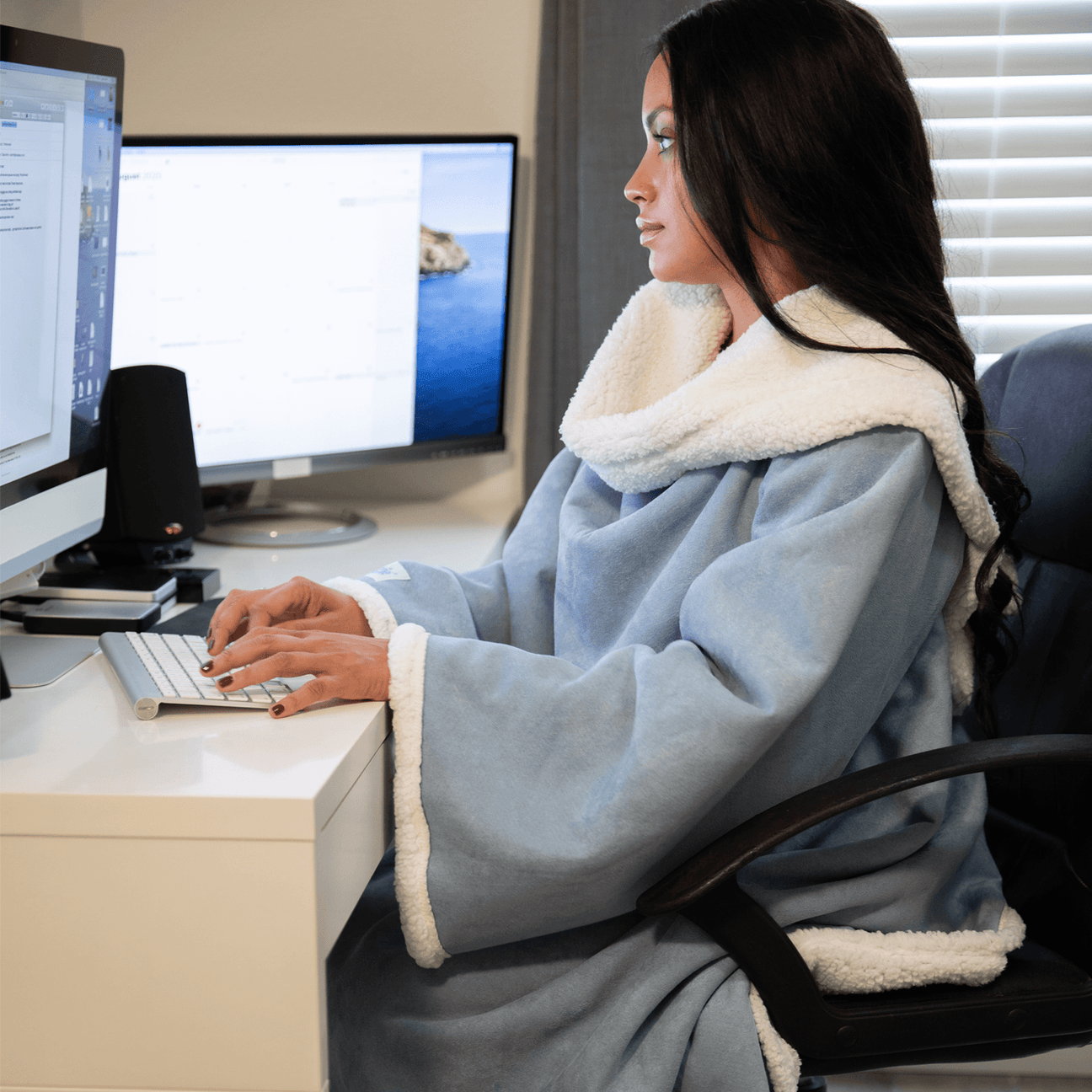 Snuggie Store | NEW & Improved! Snuggie® Sherpa Dusty Blue